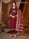 Sonika By Banwery Vertican Silk Online Kurti With Bottom Dupatta Wholesale